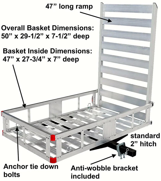 80779 Aluminum Hitch Mount Cargo Carrier with 47�测�� Long Ramp, 1 Pack