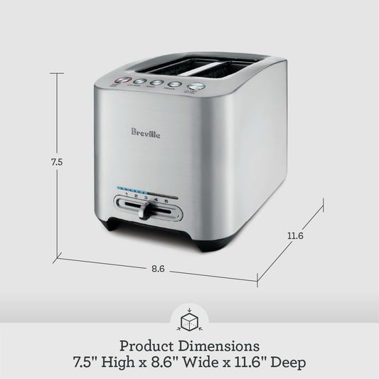 Breville Die-Cast Smart Toaster, 2-Slice, Brushed Stainless Steel