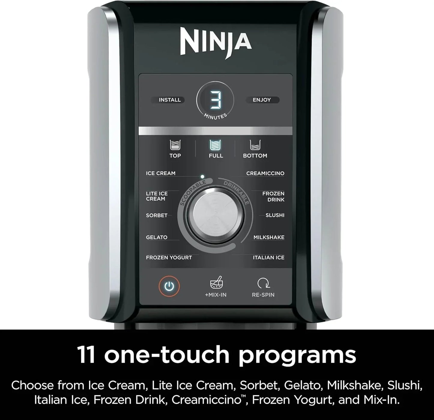 Ninja NC301 CREAMi Ice Cream Maker, for Gelato, Mix-ins, Milkshakes, Sorbet, Smoothie Bowls & More, 7 One-Touch Programs, with (2) Pint Containers & Lids, Compact Size, Perfect for Kids, Silver