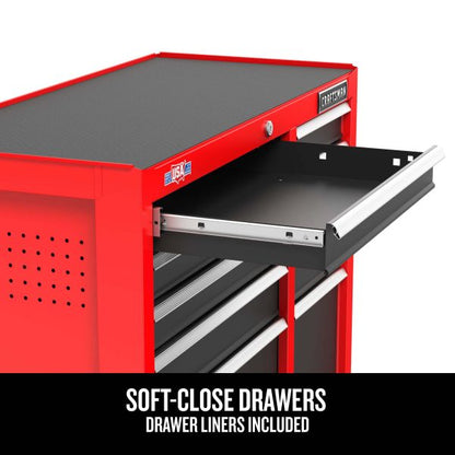 2000 Series 26-in W x 36.5-in H 5-Drawer Steel Rolling Cabinet (Red)