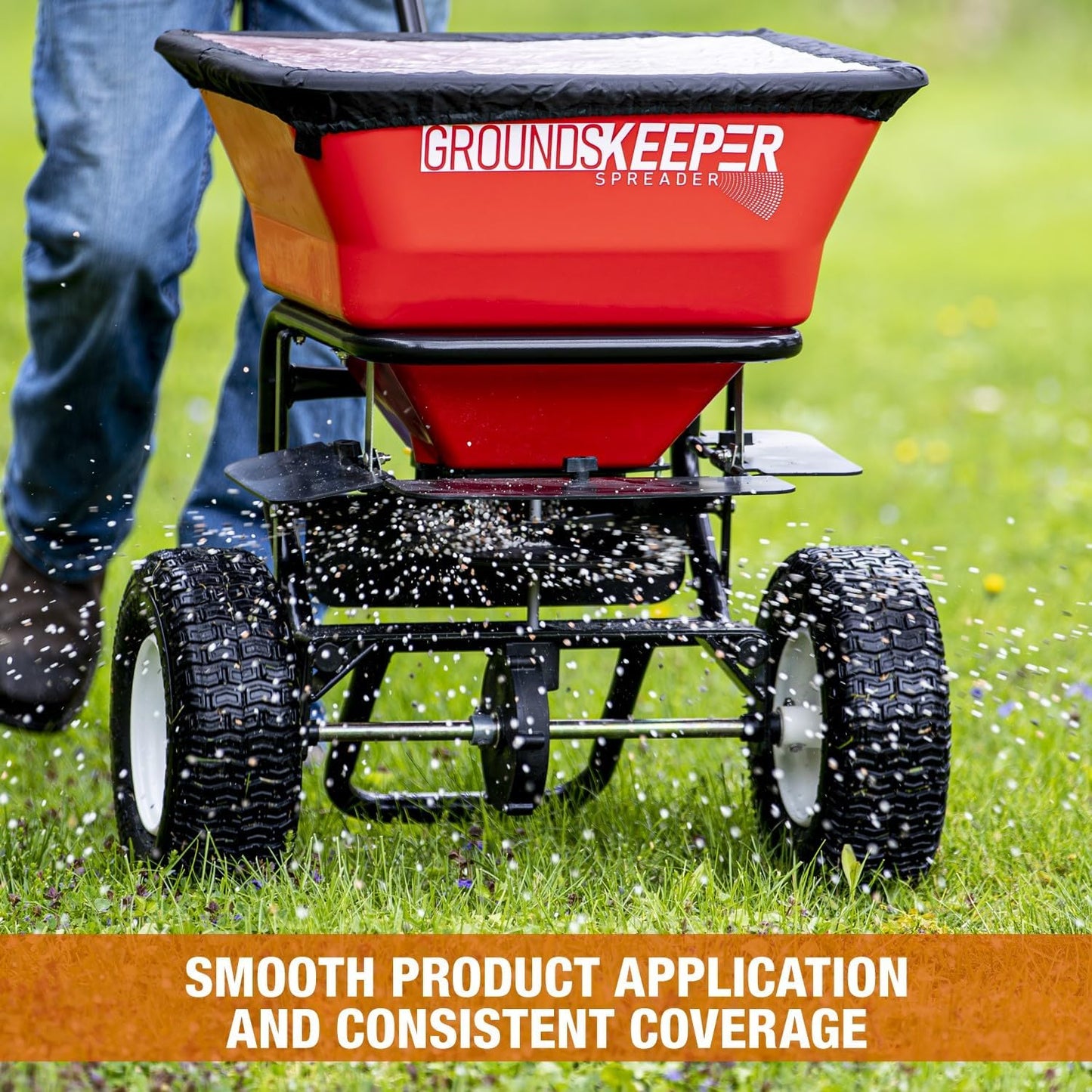 Multi-Purpose Walk Behind Push Spreader 3039632R Grounds Keeper, 100 Pound Capacity, Multi Use Tool for Grass Seed, Salt, De-Icer, Fertilizer and Seeds