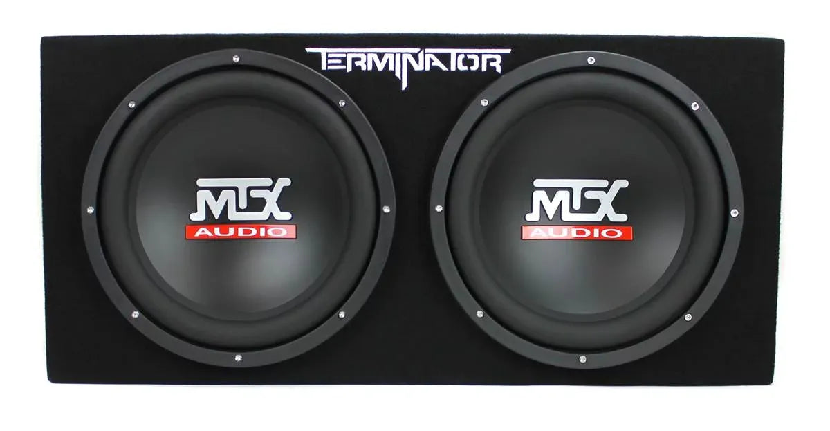 MTX 12" Dual Loaded Car Subwoofer w/Sub Box, Amplifier, & QPower Wiring Kit