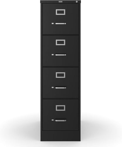 STAPLES 4-Drawer File Cabinet, Lockable, Black, 25"D x 15"W