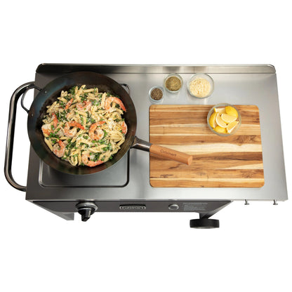 Cuisinart Outdoor Wok Station, 50,000 BTU Propane Outdoor Wok Burner w Prep Table, 14�测�� Carbon Steel Wok for Stir Fry, Searing, BBQ �� Black