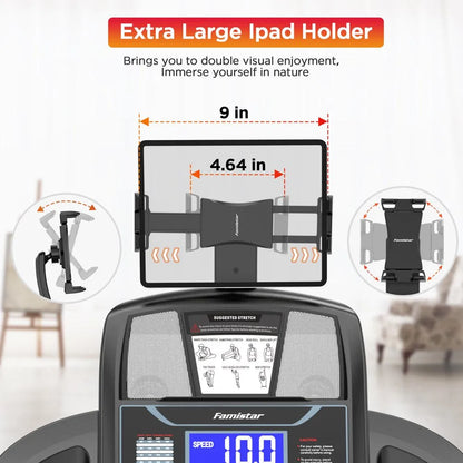 Famistar Folding Treadmill for Home with 15 Levels Auto Incline, 300LB Capcity, 10MPH Fast Speed Controls