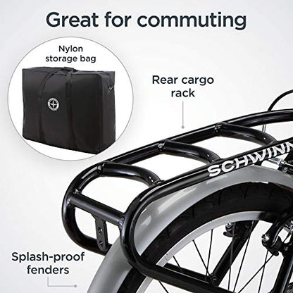 Schwinn Loop Adult Folding Bike for Men and Women, 20-inch Wheels, 7-Speed Drivetrain