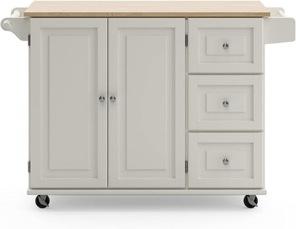 Homestyles Dolly Madison Mobile Kitchen Island Cart, Drop Leaf Breakfast Bar