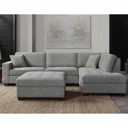 Thomasville Miles Fabric Sectional with Storage Ottoman