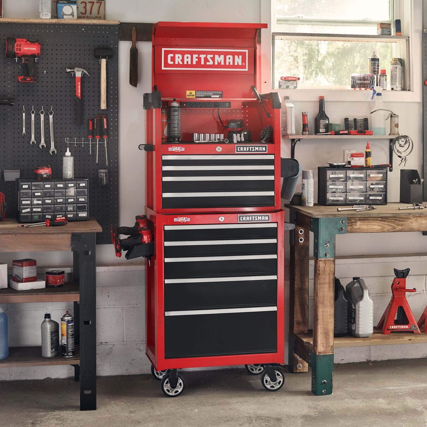 2000 Series 26-in W x 36.5-in H 5-Drawer Steel Rolling Cabinet (Red)