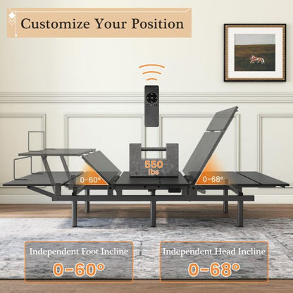 Adjustable Bed Frame -Wireless Remote -Memory Function -Adjustable Bed Base -Head and Foot Lift Incline -Zero Gravity -Quiet Motorfor Lying Down, Reading, Watching TV,Fatigue,BackacheFULL