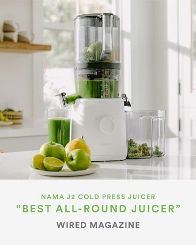Nama J2 Cold Press Juicer Self Feeding for Hands Free Operation with Wide Mouth Hopper for Whole Recipe Loading, Zero Waste Masticating Juicer For More Juice, Less Pulp �� Easy Cleanup & Assembly: Home & Kitchen