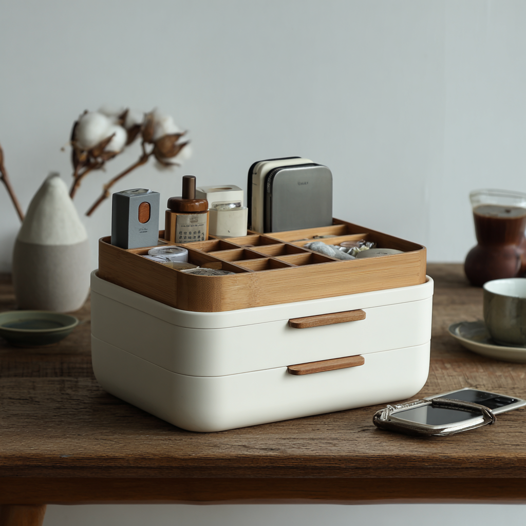 Evorla Modern Bamboo Desktop Storage Organizer and Office Pen Holder Tray
